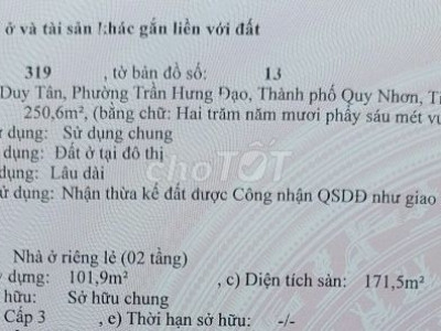Chính chủ cần bán nhà trung tâm thành phố Quy Nhơn