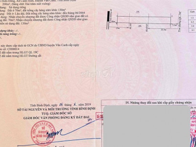 Bán đất chính chủ, mặt tiền quốc lộ 19C, xã Canh Hiển, Vân Canh sát cạ