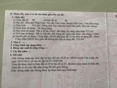 Cần bán đất ở chính chủ TT Vân Canh, 750tr, 625 m2