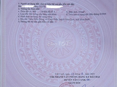 CHÍNH CHỦ BÁN ĐẤT + NHÀ Ở CÓ ĐẤT Ở XÃ CANH HIỂN