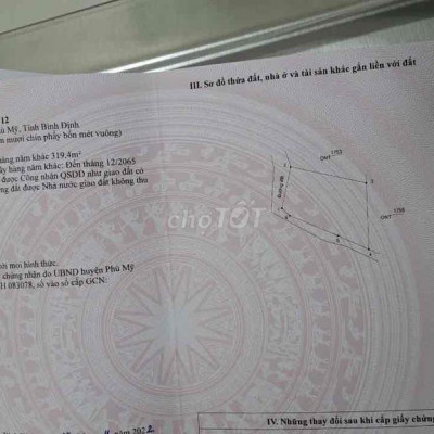 BÁN LÔ ĐẤT TDT GẦN 400M ĐẤT Ở 70M GIÁ 250TR