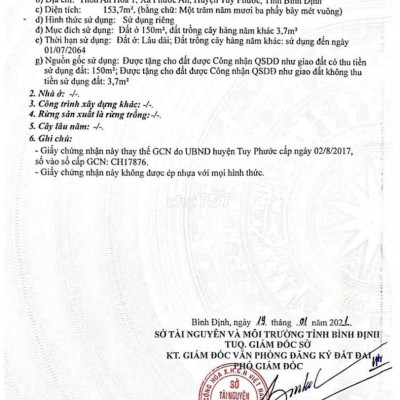 Cần bán lô đất thổ cư ở Xã Phước An. Tuy Phước.BĐ