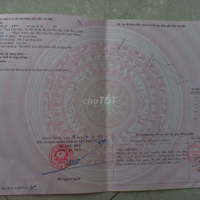 Chính chủ bán đất thổ cư thị trấn Phù Mỹ