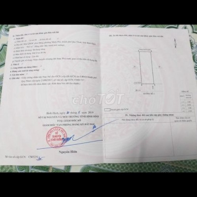 BÁN ĐẤT 2MT ODT SỔ HỒNG RIÊNG TT QUY NHƠN