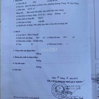 Bán nhà Xóm TIêu Quy Nhơn Bình Định