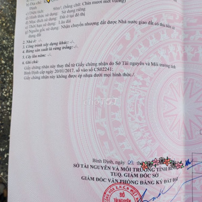 Cần bán 90m2 đất ở đô thị phường Nhơn Hòa