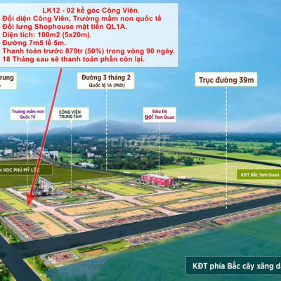 Cắt Lỗ Nhanh lô đất Đối diện Công Viên, Song Song Quốc Lộ 1A chỉ 756Tr