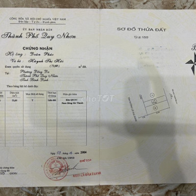 CHÍNH CHỦ CẦN BÁN NHANH  Lô Đất Đẹp Tại QUY NHƠN