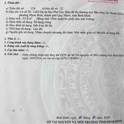 Đất sổ đỏ 94m2 Khu đô thị Đại Phú Gia