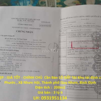 Cần Bán LÔ ĐẤT TẠI  Xã Nhơn Hội, Thành phố Quy Nhơn, Bình Định