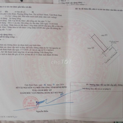 Cần Bán Lô Đất Vị Trí Đẹp Tại Phường Bồng Sơn, Hoài Nhơn, Bình Định