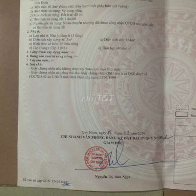 Bán nhà mặt tiền TP Quy Nhơn