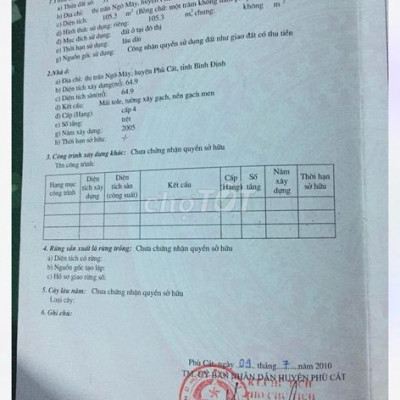 BÁN MẶT TIỀN 546 quang trung, tt ngô mây, phù cát