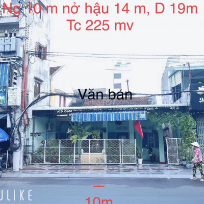 nhà cấp 4,mặt tiền, ngang10m, nở hậu 14 m , dài 19 m, tây bắc