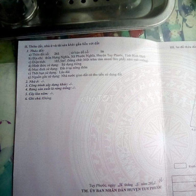 cắt lỗ sâu 185m2 full thổ giá 850tr ngay UBND Phước Nghĩa, 2 mặt tiền