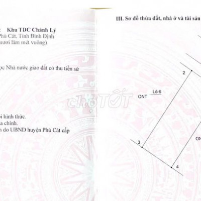 cắt lỗ sâu 255m2 full thổ giá chỉ 850tr ngay cviên Chánh Lý, Cát Tường