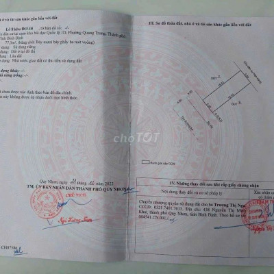 Bán lô đất đường A4 khu gara quyền, phường Quang Trung, Quy Nhơn