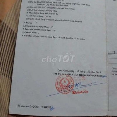 Bán lô đất mặt tiền đường Lê Đại Cang, phường Nhơn Bình, Quy Nhơn