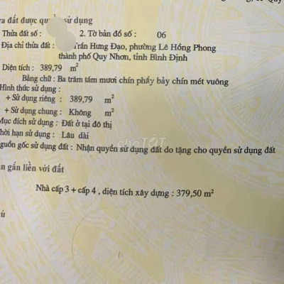 Cho thuê nhà mặt tiền đường Trần Hưng Đạo, phường Lê Hồng Phong