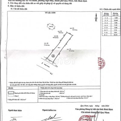 Bán 03 Võ Mười tp.Qui Nhơn 92trieu/m²  162,6m² ( 5,9m × 27,6m )