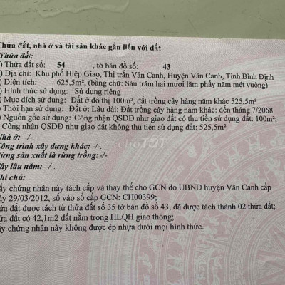 Cần bán đất ở chính chủ TT Vân Canh, 750tr, 625 m2