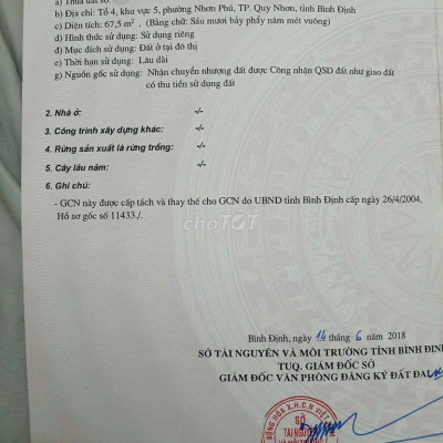 Bán lô đất hẻm đường Hùng Vương, chỗ sáu câu cá, phường Nhơn Phú